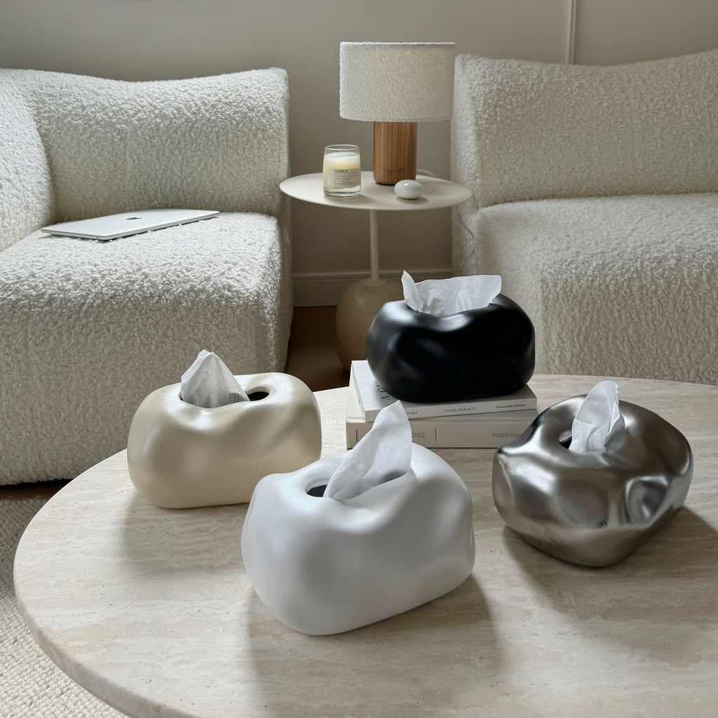 Bubble Ceramic Tissue Box Cover with Sculptural Finish