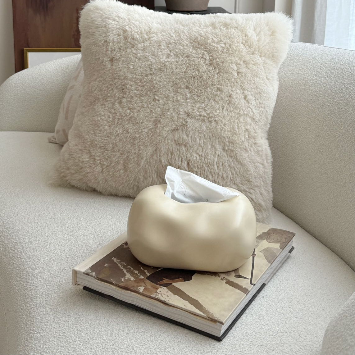 Bubble Ceramic Tissue Box Cover with Sculptural Finish