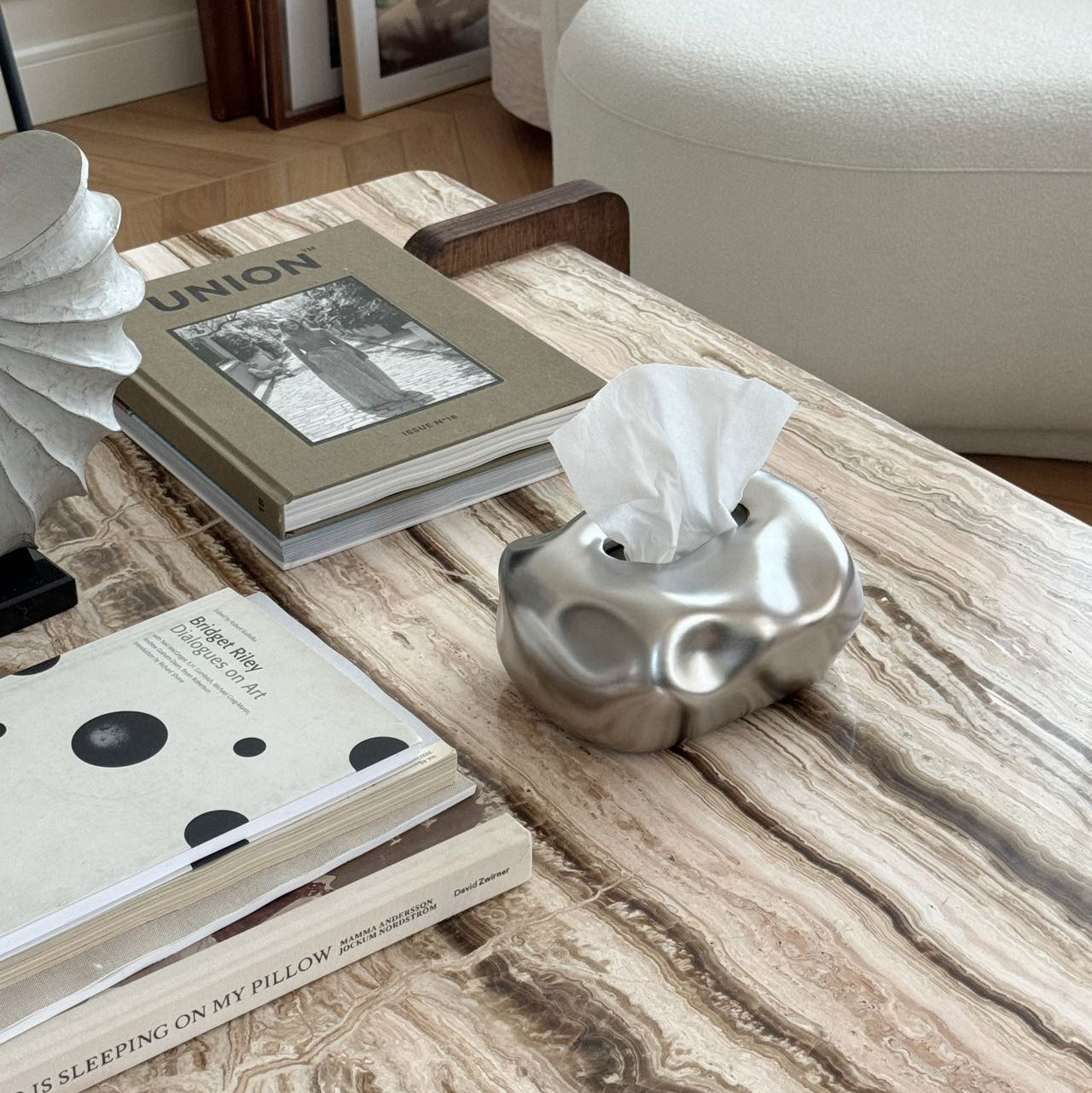 Bubble Ceramic Tissue Box Cover with Sculptural Finish