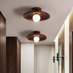 Nordic Wood Minimalist Round Ceiling Light for Hallway Contemporary Home Lighting