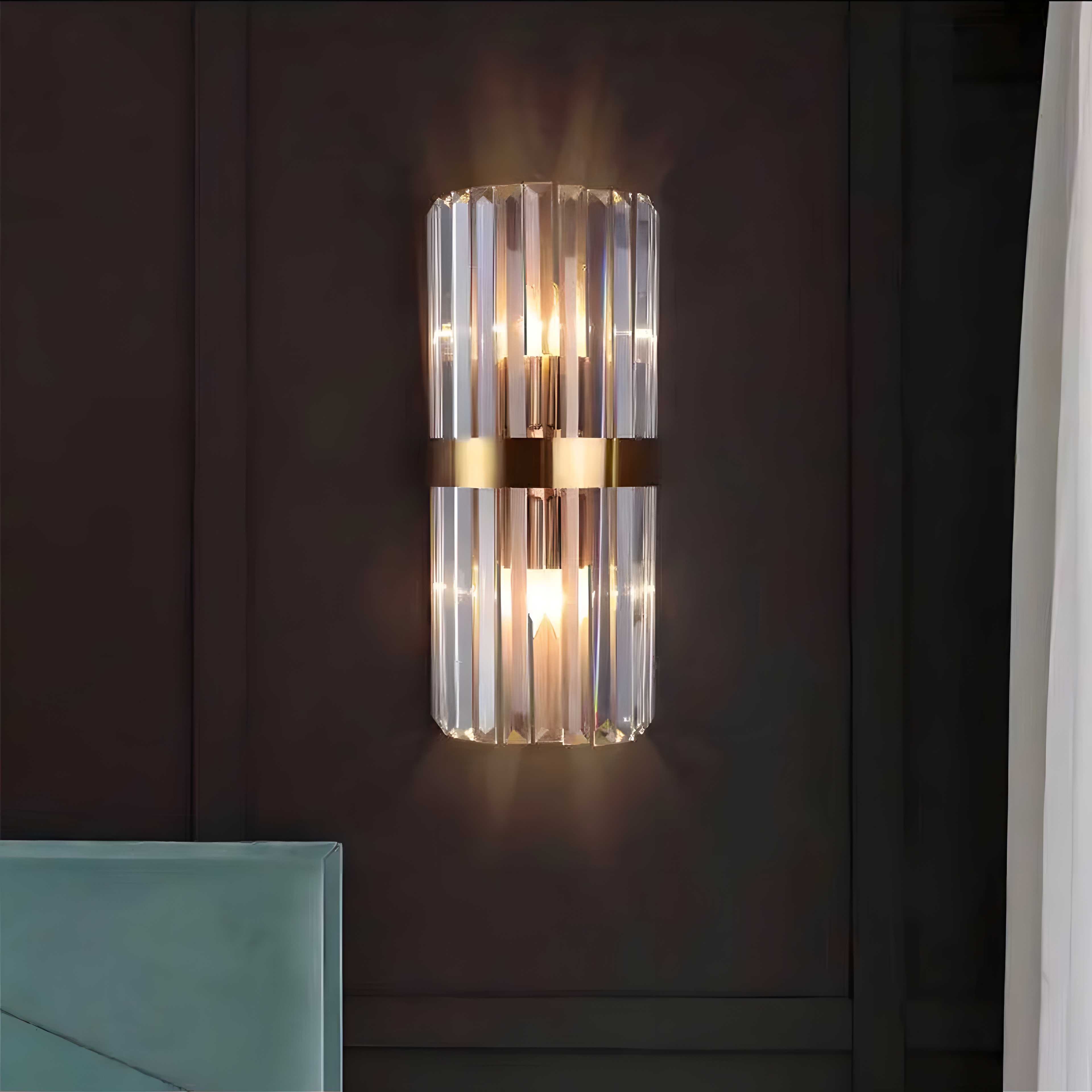 Crystal Wall Light with Modern Stainless Steel Sconce