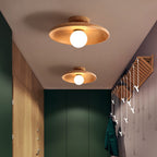 Nordic Wood Minimalist Round Ceiling Light for Hallway Contemporary Home Lighting