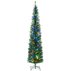 7.5ft Pre-Lit Pencil Shape Christmas Tree with Colourful LED Lights