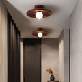 Nordic Wood Minimalist Round Ceiling Light for Hallway Contemporary Home Lighting