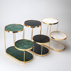 Luxury Marble Tiered Tray with Oval Base and Gold Finish