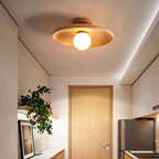 Nordic Wood Minimalist Round Ceiling Light for Hallway Contemporary Home Lighting