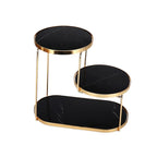 Luxury Marble Tiered Tray with Oval Base and Gold Finish