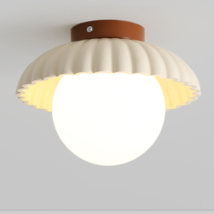 Iron and Glass Hallway Ceiling Light, Flush Mount
