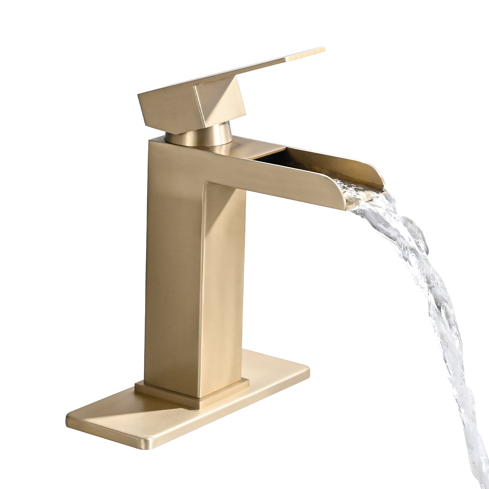 Brushed Gold Waterfall Bathroom Faucet Modern Bathroom Decor