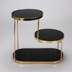 Luxury Marble Tiered Tray with Oval Base and Gold Finish