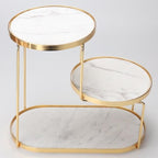 Luxury Marble Tiered Tray with Oval Base and Gold Finish
