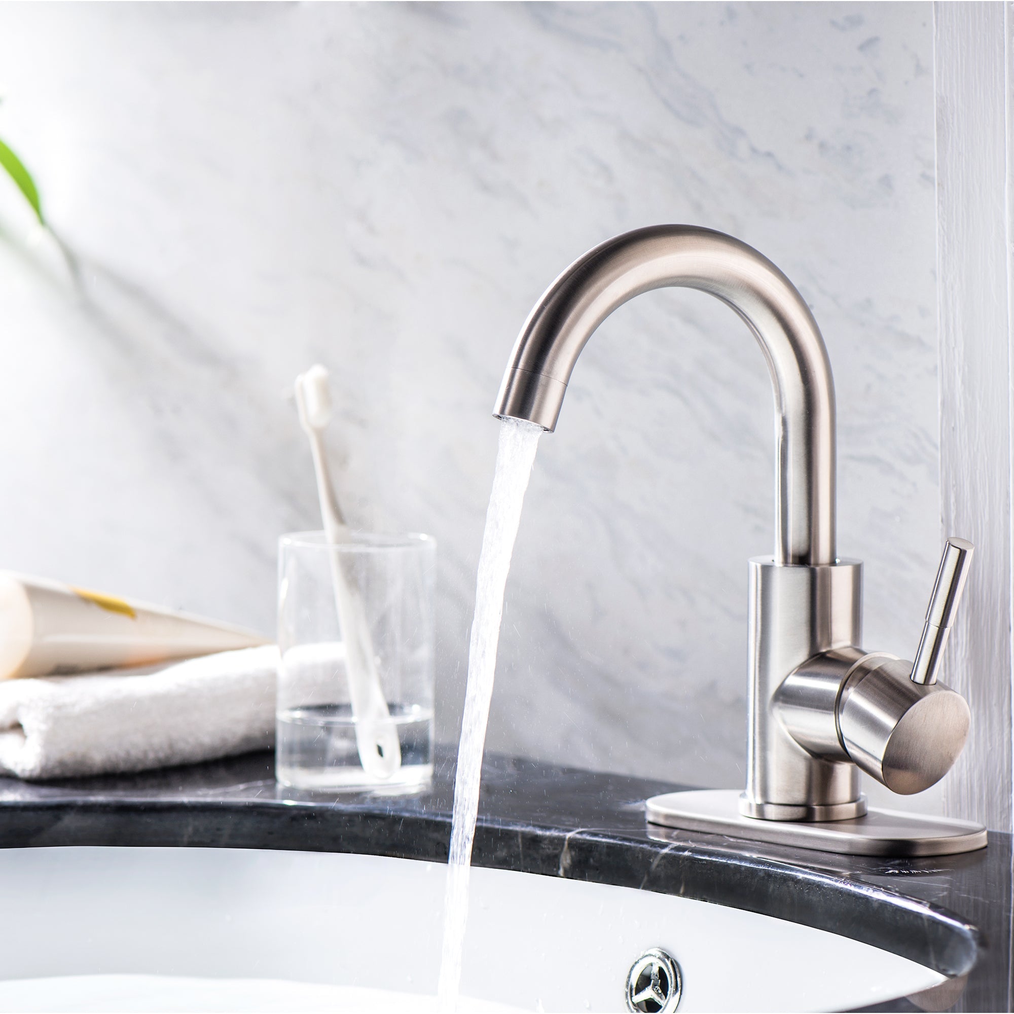 Brushed Nickel Single Handle Bathroom Sink Faucet Modern Bathroom Decor