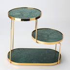 Luxury Marble Tiered Tray with Oval Base and Gold Finish