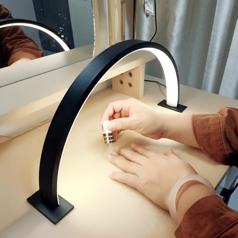 Crescent Moon LED Desk Lamp with Adjustable USB Lighting