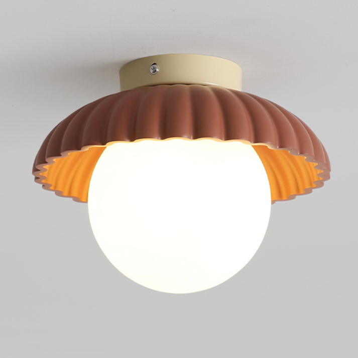 Iron and Glass Hallway Ceiling Light, Flush Mount