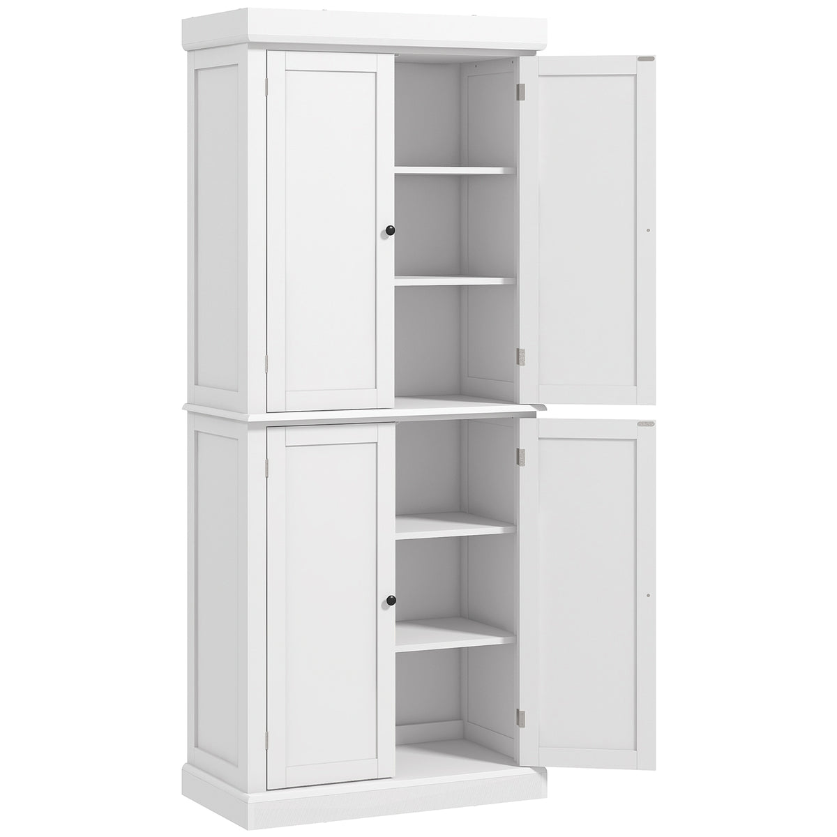 Freestanding Kitchen Cupboard with Six-Tier Adjustable Shelving and Anti-Tip Safety White