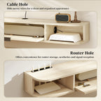 Natural Wood Floating TV Unit with Flip Drawer