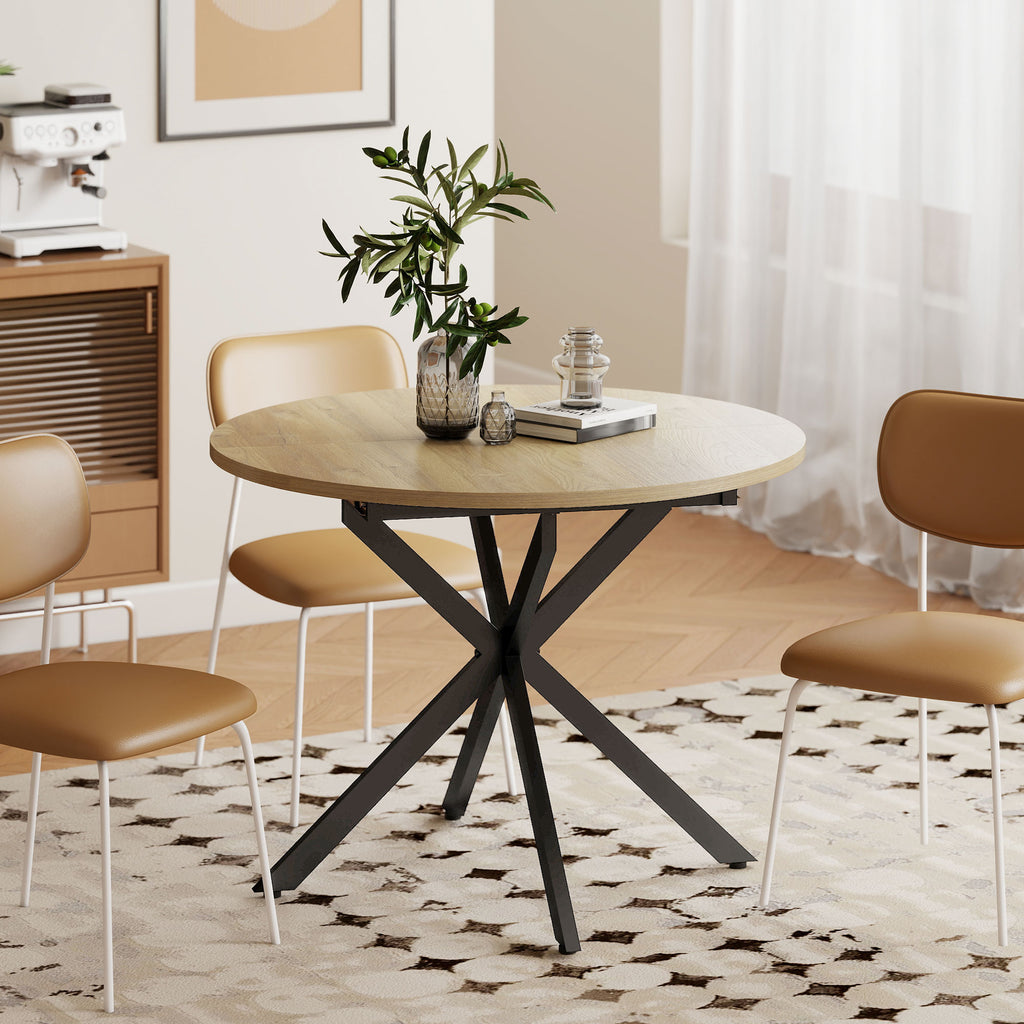 Extendable Industrial Dining Table with Butterfly Leaf Natural Wood
