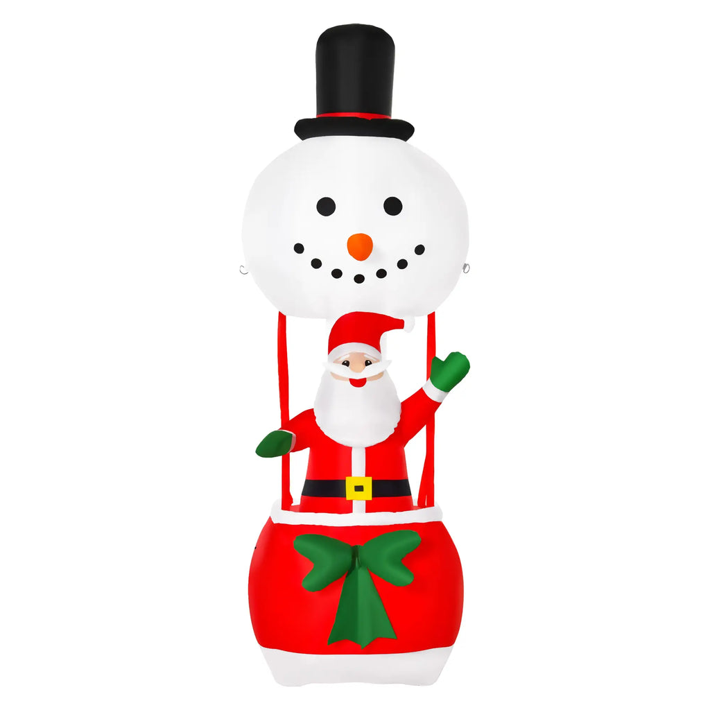 8ft Light-Up Inflatable Santa on Hot Air Balloon Christmas Decoration Red