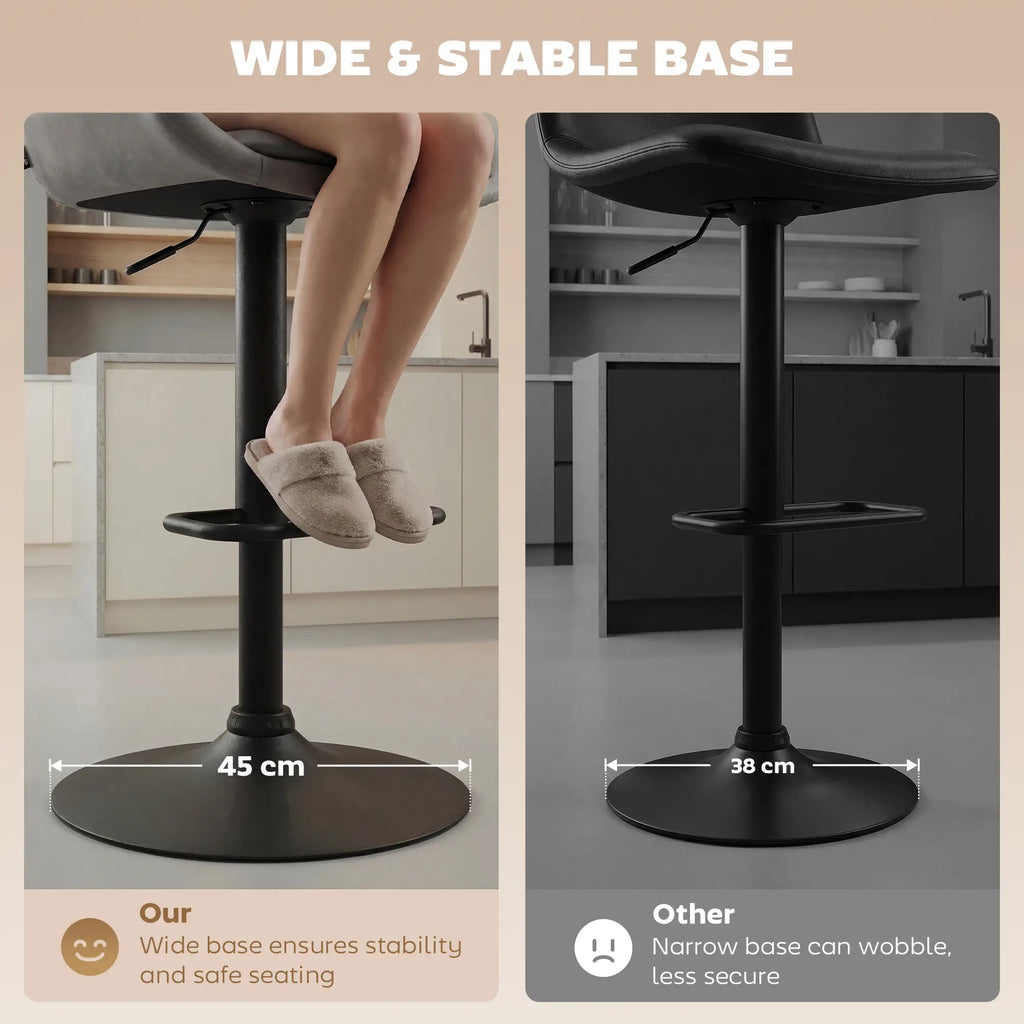 Retro Faux Leather Bar Stools Set of 2 with Adjustable Height