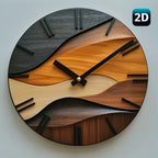 Artistic Round Wall Clock with Nordic Faux Wood Grain Design