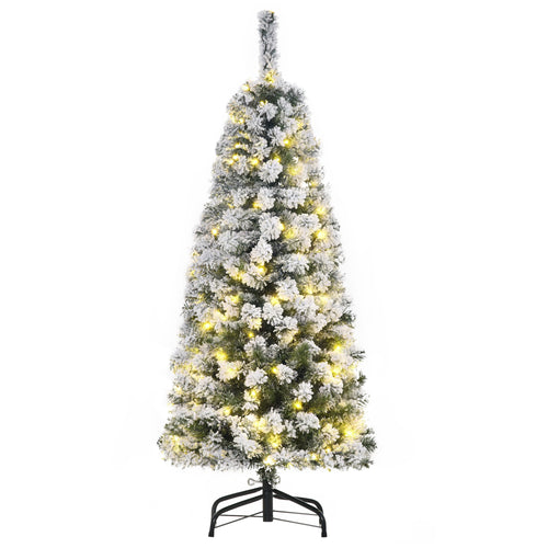 4ft Pre-Lit Snow Flocked Christmas Tree with Warm White LED Lights