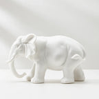 White Ceramic Elephant Sculpture for Good Luck & Modern Décor