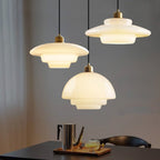 White Glass Pendant Light with Mid-Century Elegance