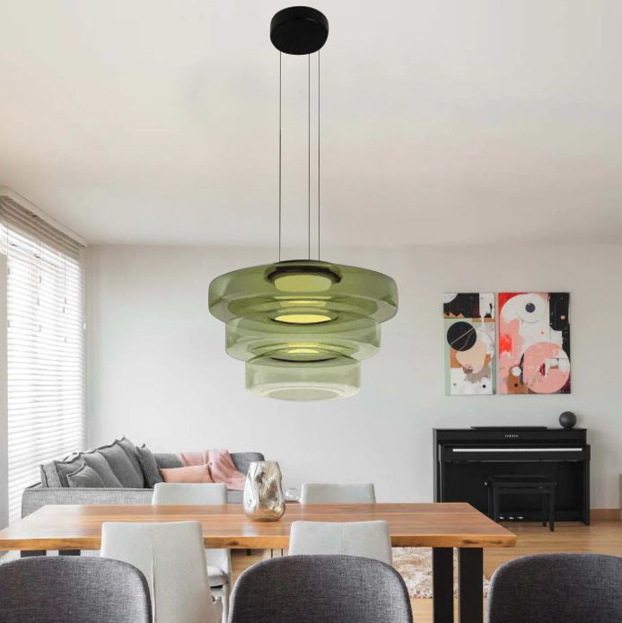 Bauhaus Style Layered Glass Pendant Lamp