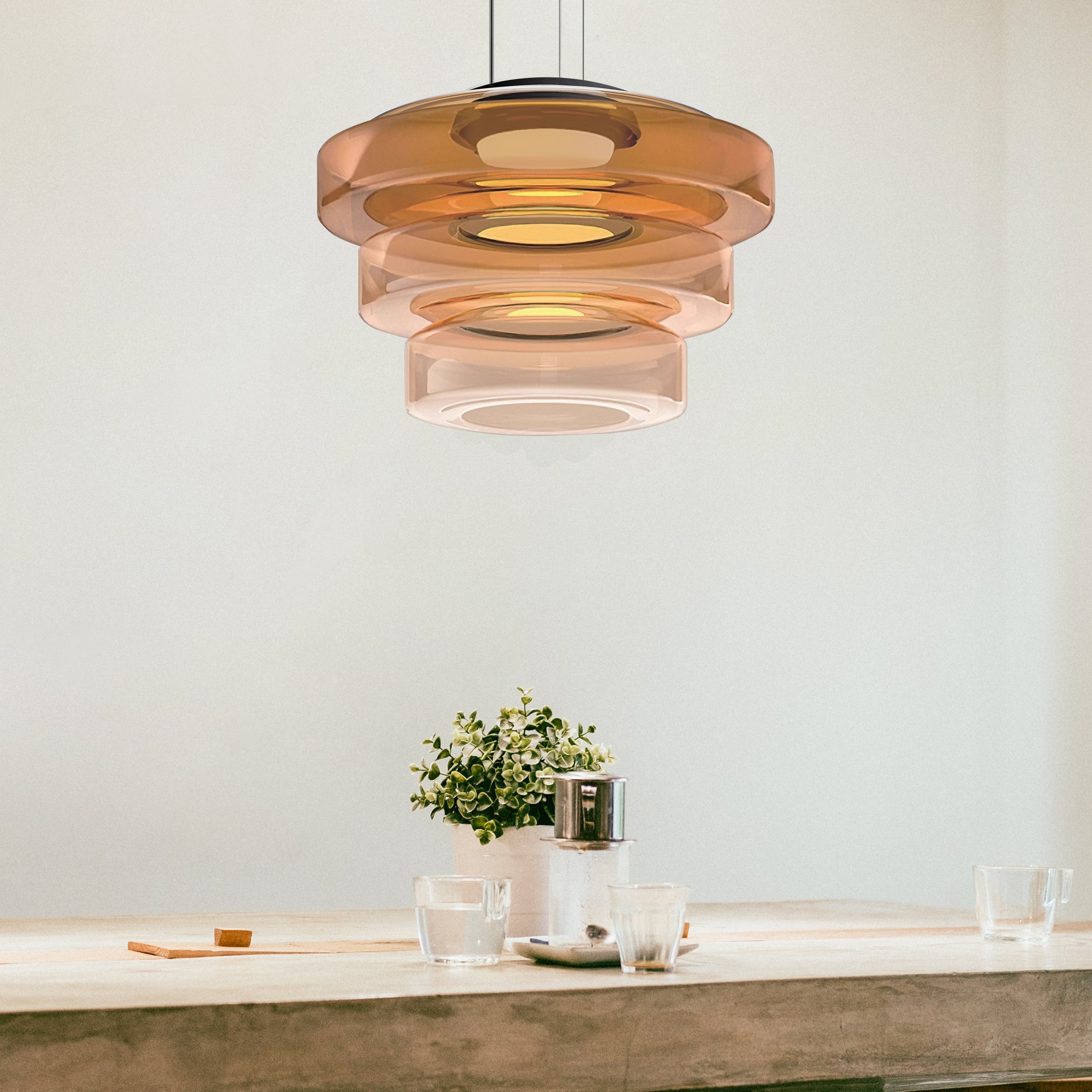 Bauhaus Style Layered Glass Pendant Lamp