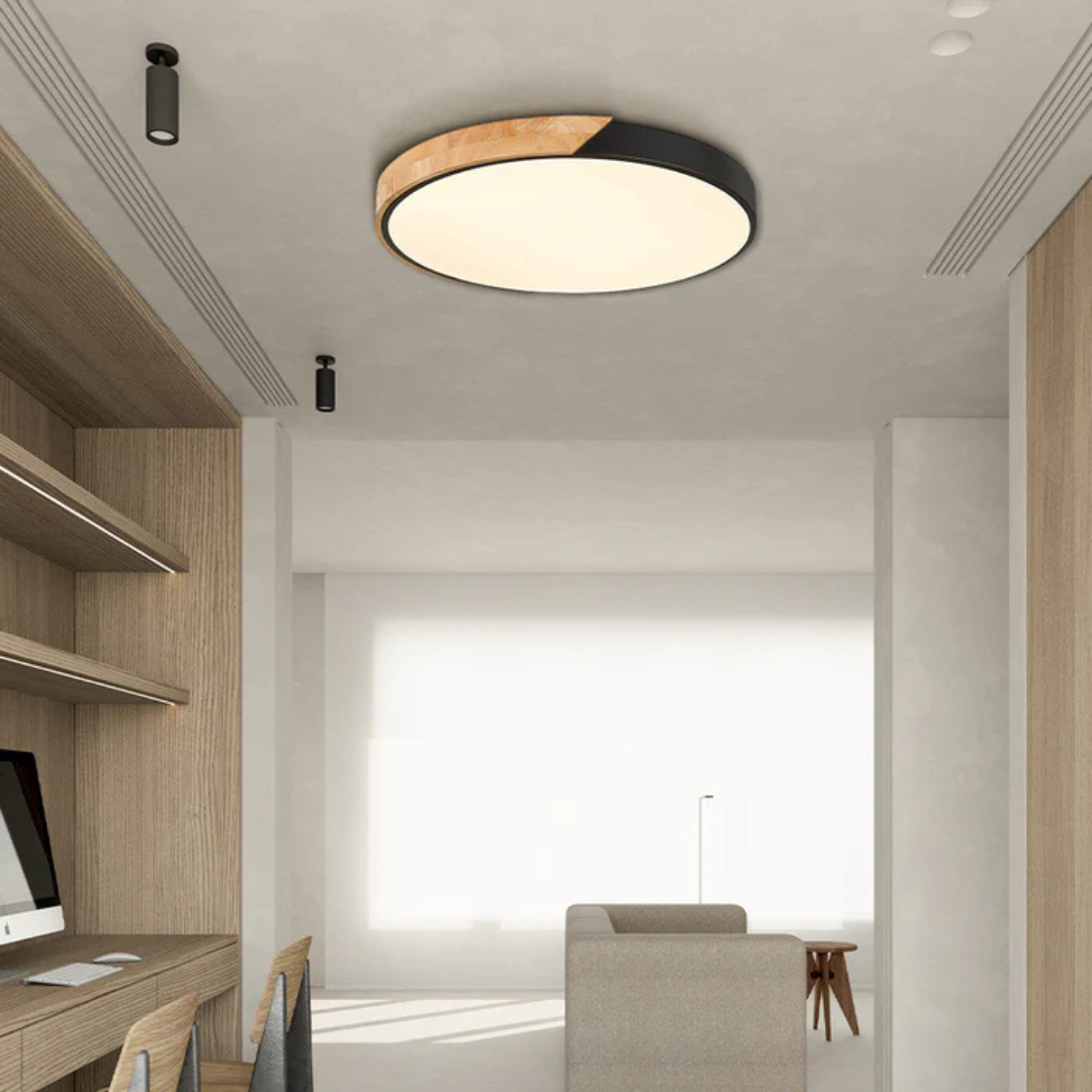 Modern Nordic LED Ceiling Light with Wooden Accents