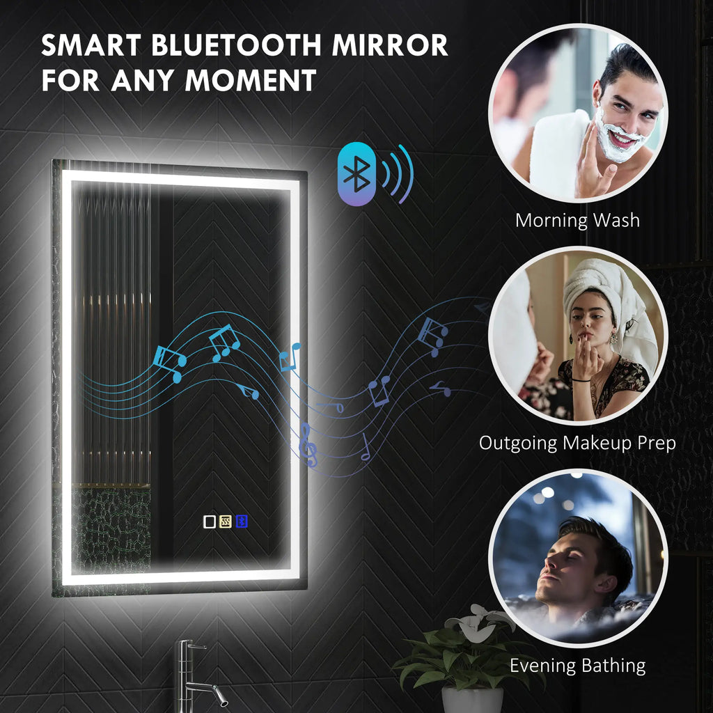 Bluetooth LED Anti-Fog Bathroom Mirror with Demister Pad
