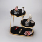 Luxury Marble Tiered Tray with Oval Base and Gold Finish