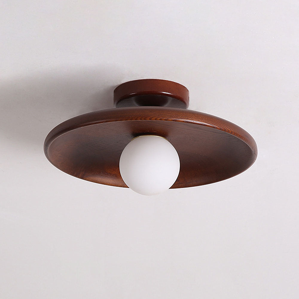 Nordic Wood Minimalist Round Ceiling Light for Hallway Contemporary Home Lighting