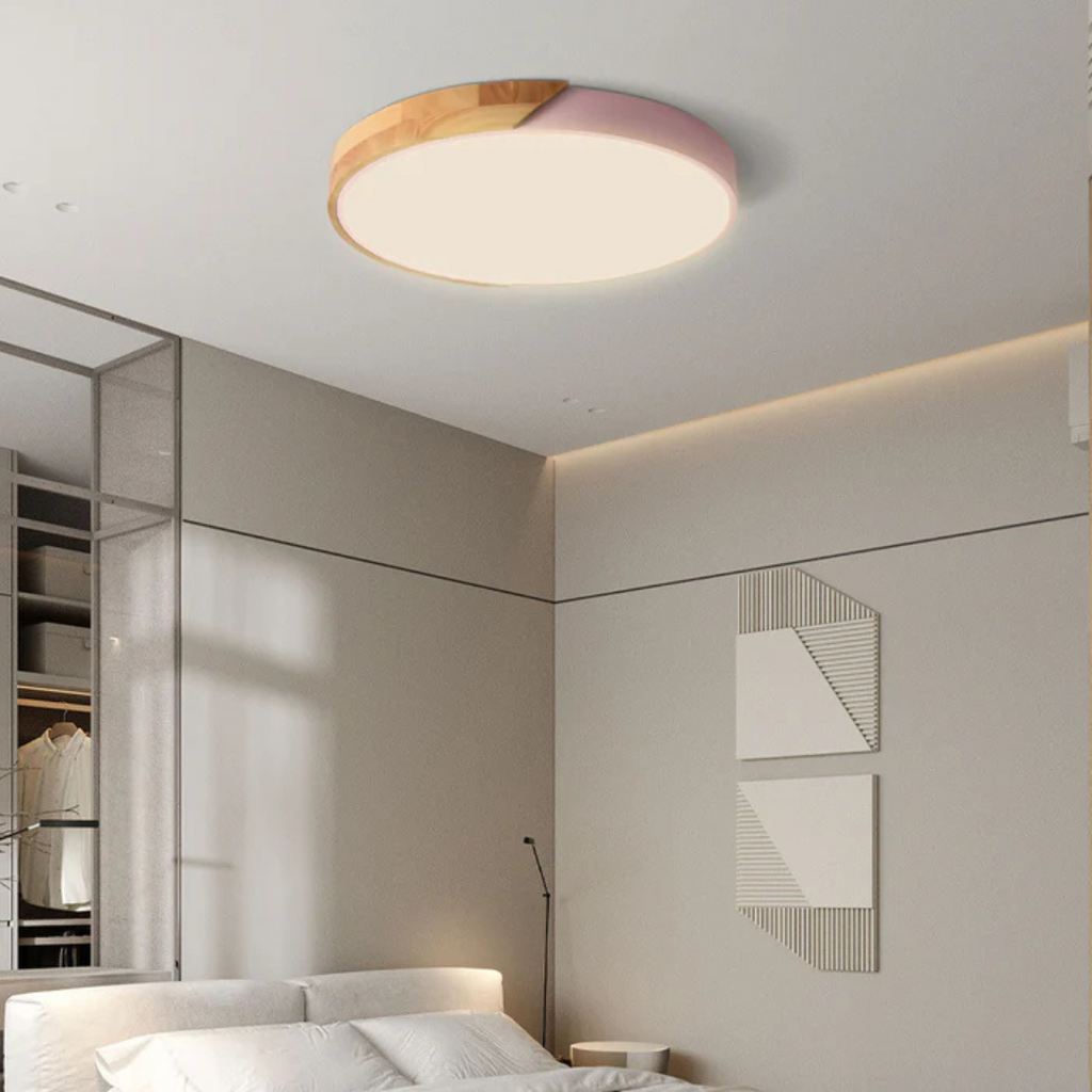 Modern Nordic LED Ceiling Light with Wooden Accents