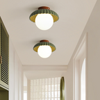 Iron and Glass Hallway Ceiling Light, Flush Mount
