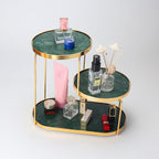 Luxury Marble Tiered Tray with Oval Base and Gold Finish