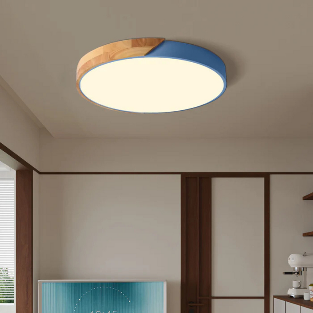 Modern Nordic LED Ceiling Light with Wooden Accents