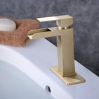 Brushed Gold Waterfall Bathroom Faucet Modern Bathroom Decor