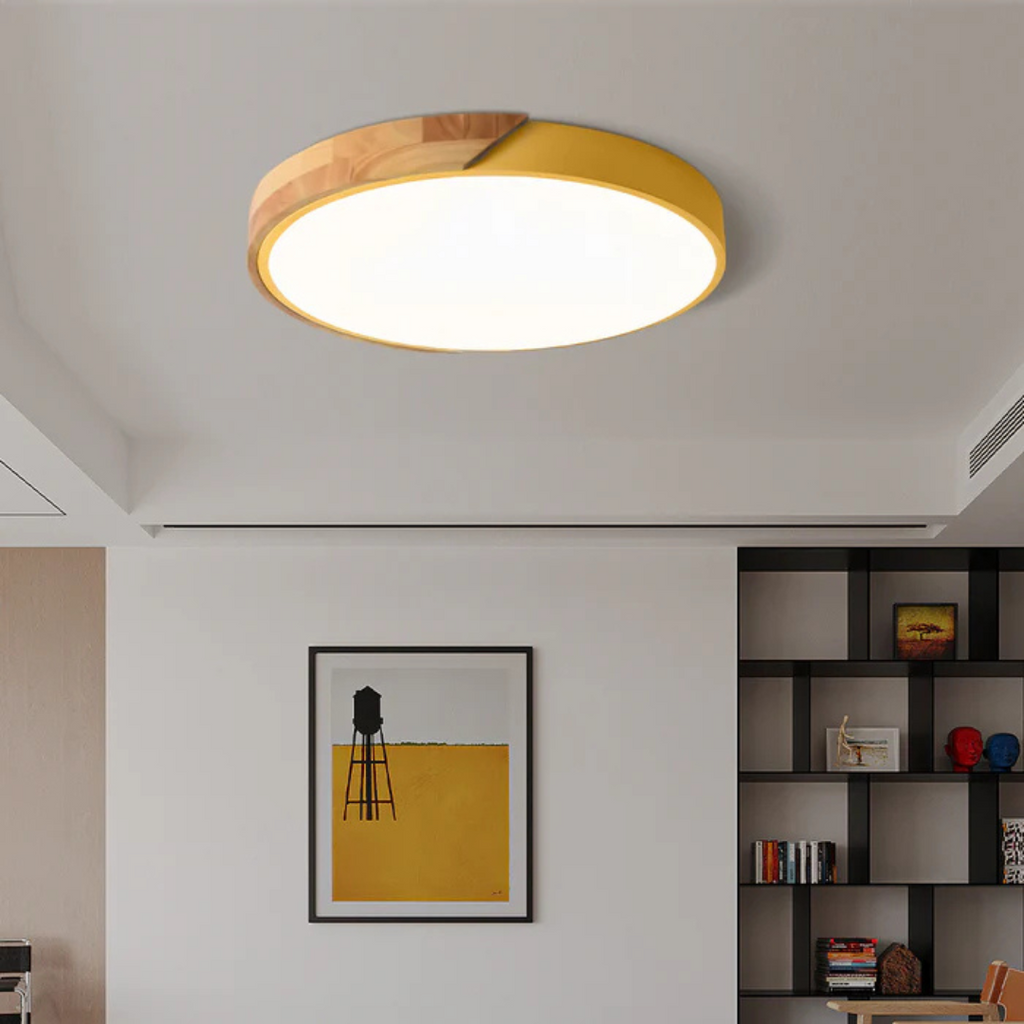 Modern Nordic LED Ceiling Light with Wooden Accents