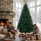 7ft Hinged Fir Christmas Tree with Foldable Steel Stand Green