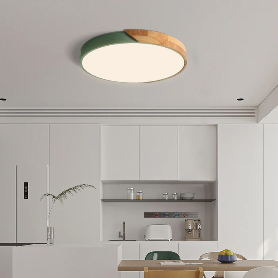 Modern Nordic LED Ceiling Light with Wooden Accents