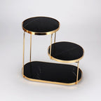 Luxury Marble Tiered Tray with Oval Base and Gold Finish