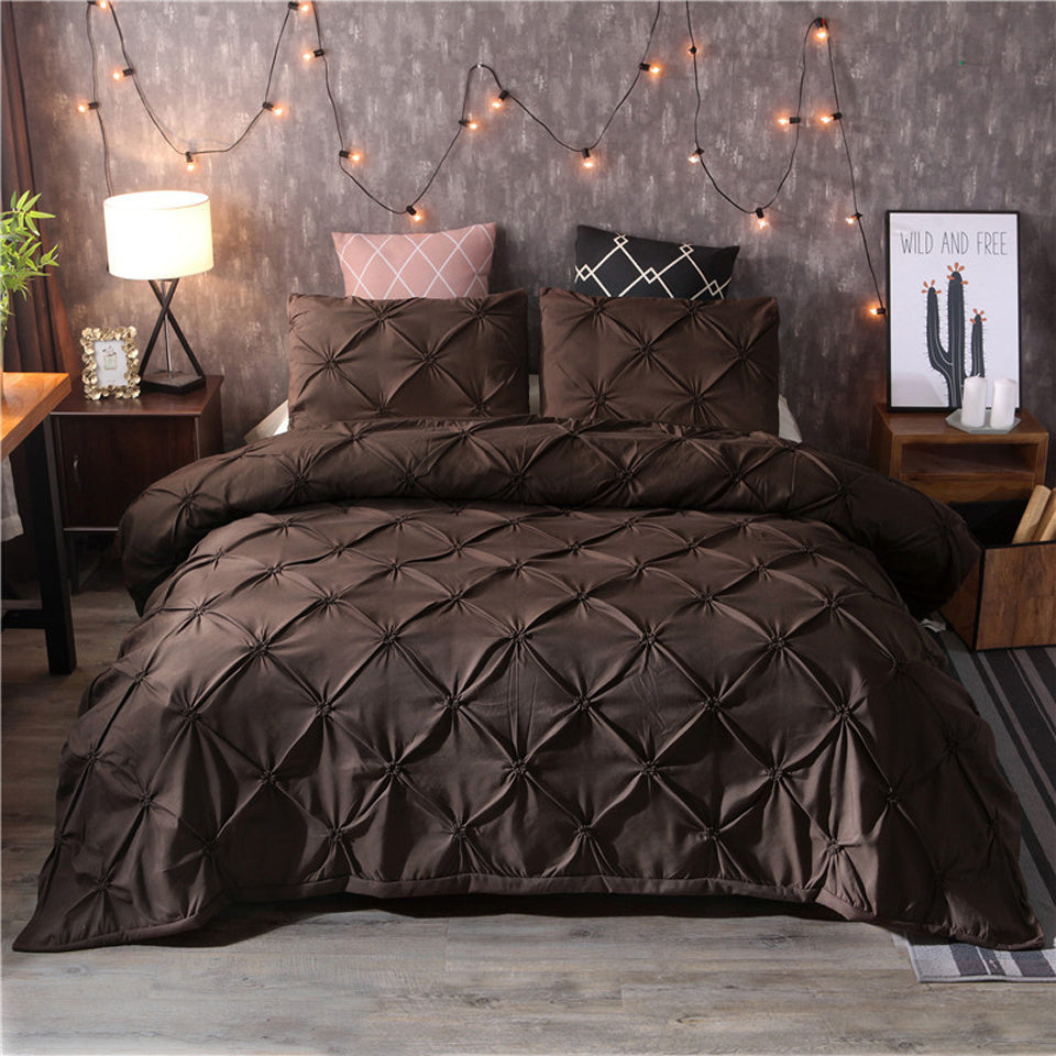 Pinch Pleat Duvet Cover Set with Diamond Pattern Detailing