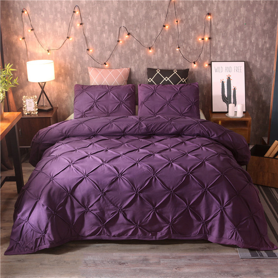 Pinch Pleat Duvet Cover Set with Diamond Pattern Detailing