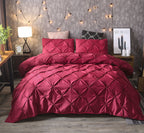 Pinch Pleat Duvet Cover Set with Diamond Pattern Detailing