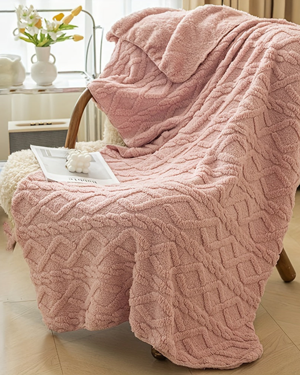 Ultra-Soft Faux Sheepskin Throw Blanket