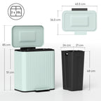 Dual Compartment Pedal Bin with Soft-Close Lid - Light Green
