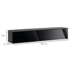 High Gloss Floating TV Cabinet with 2 Cupboards - Grey