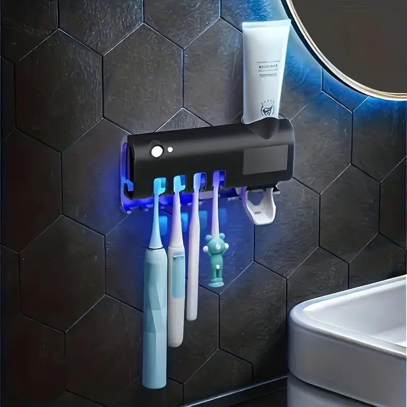 UV Light Toothbrush Holder with Automatic Toothpaste Dispenser